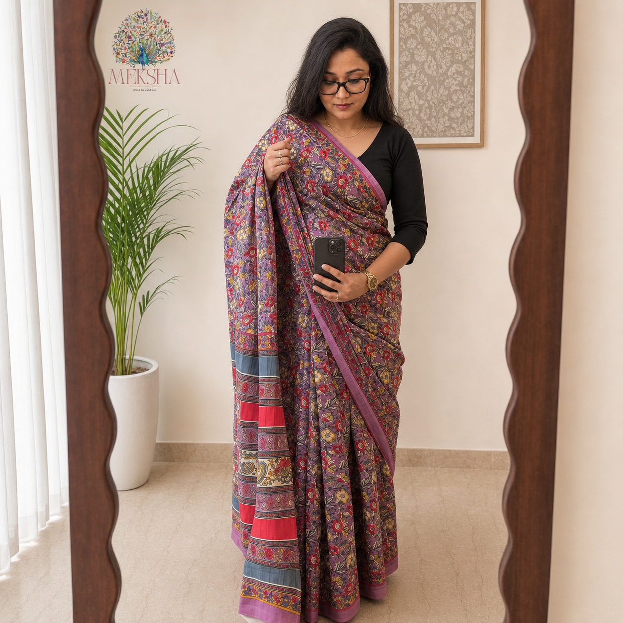 Gulbaag Soft Cotton Printed Saree - Floral Bliss