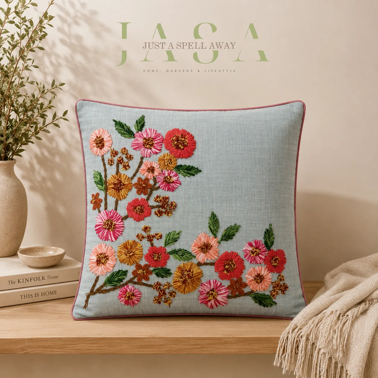 Rustic Radiance Embroidered Cushion Covers