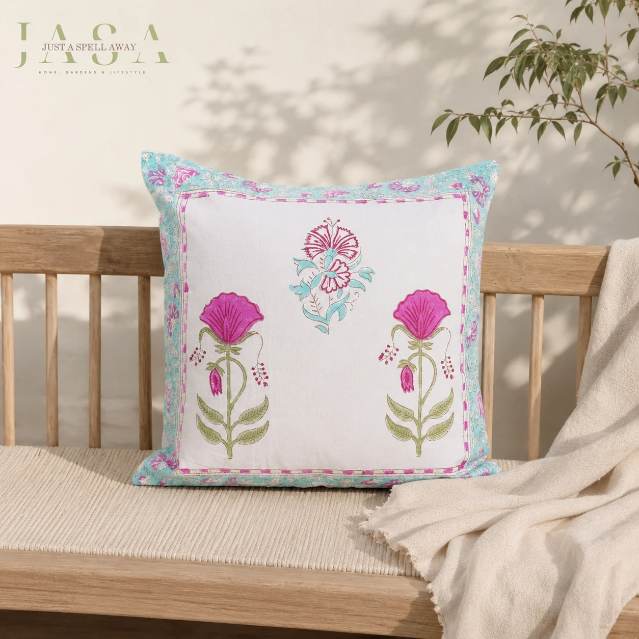 Gulshan Hand Block Printed Cotton Cushion Cover