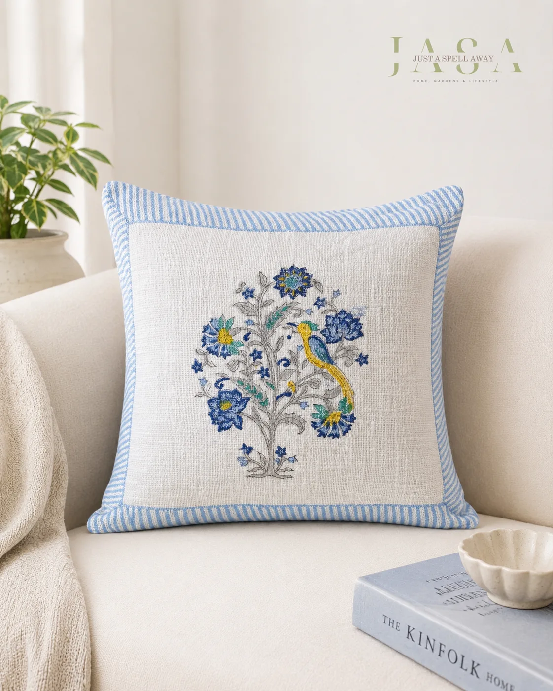 Pankhuri Hand Block Printed Cotton Jute Cushion Covers