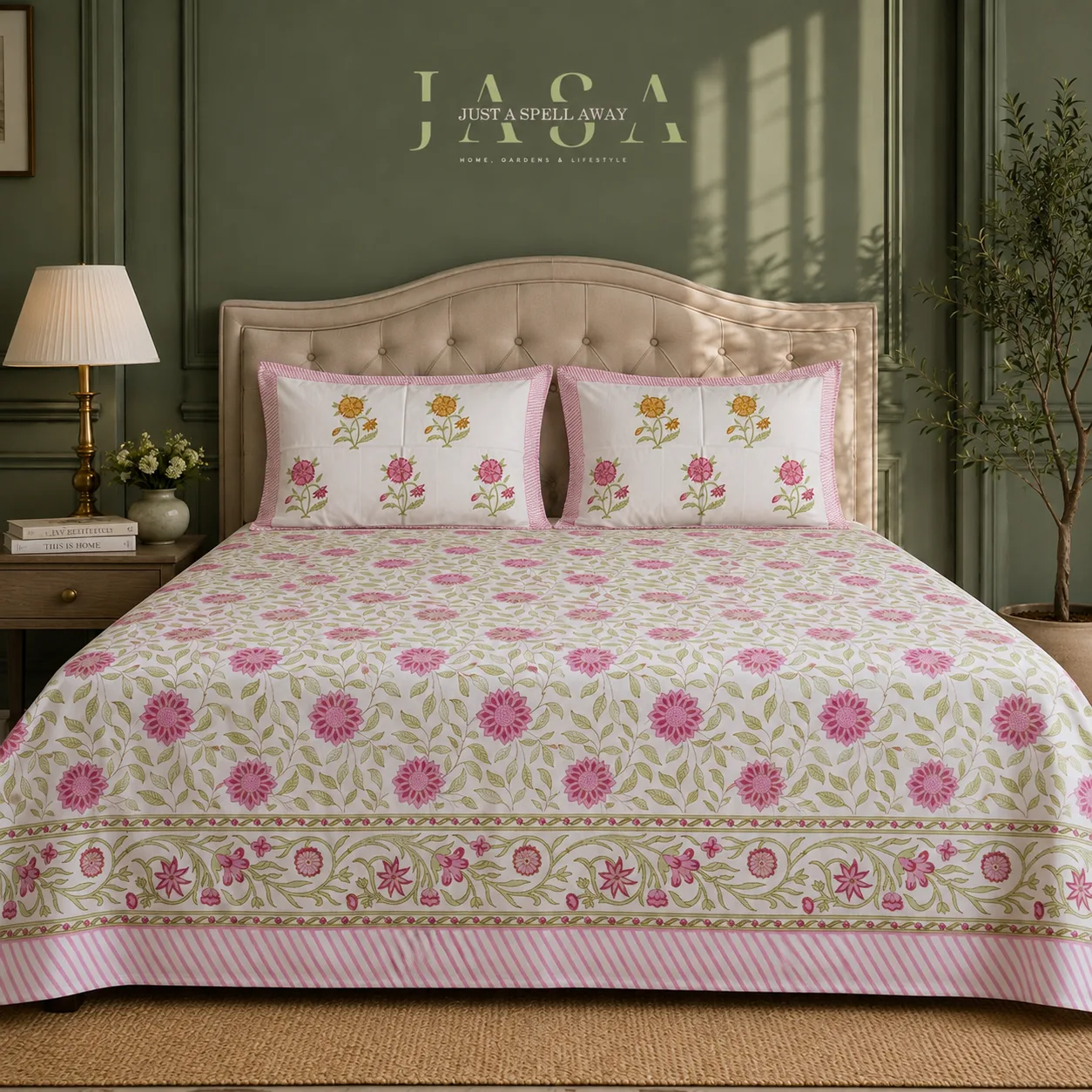 Gulaabi Jaal Percale King Bedsheet