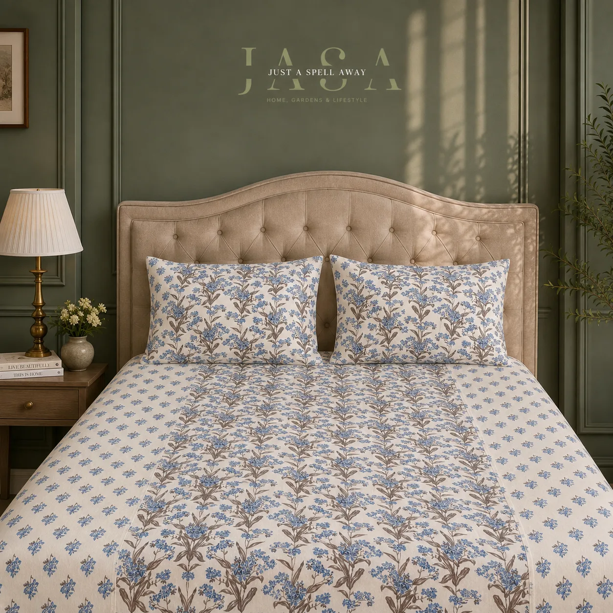 Trellis Blue King Bedsheet