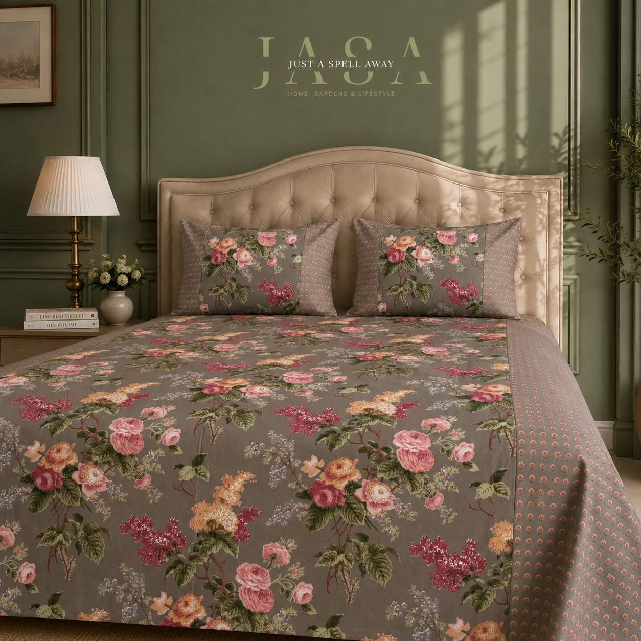Rose Garden Brown Queen Bedsheet