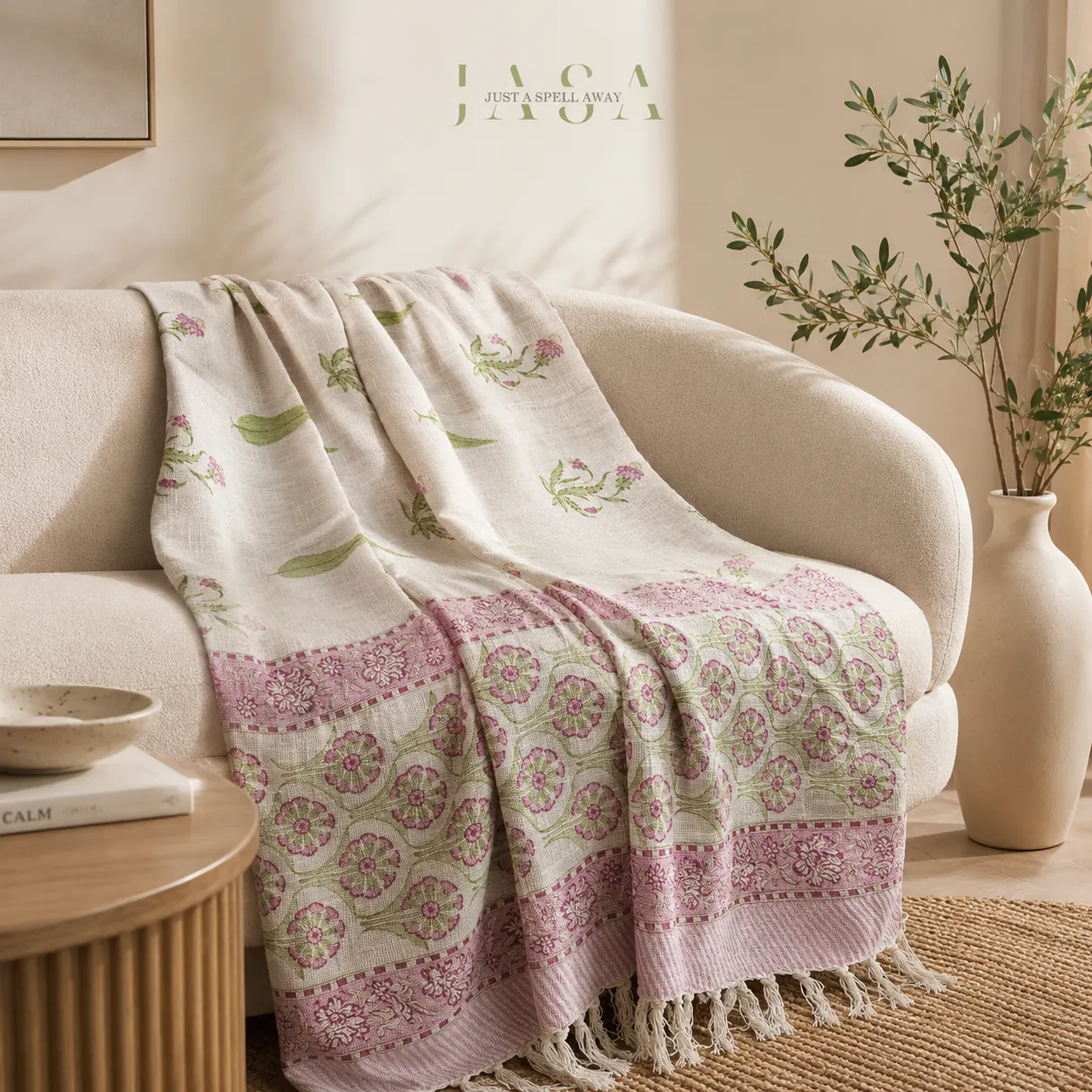 Cotton Jute Sofa Throw - Gulnaaz