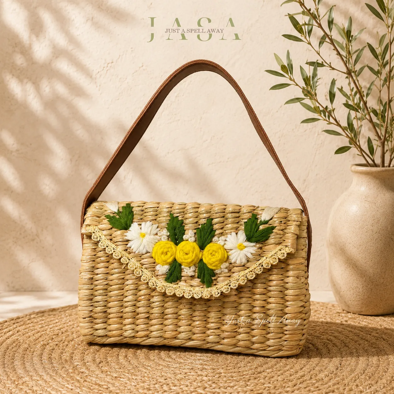 Florette Reed Grass Handbag - Yellow & White Floral