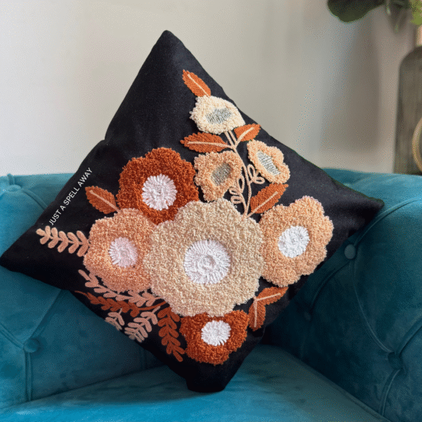 Blush Blossom Black & Brown Cushion Cover