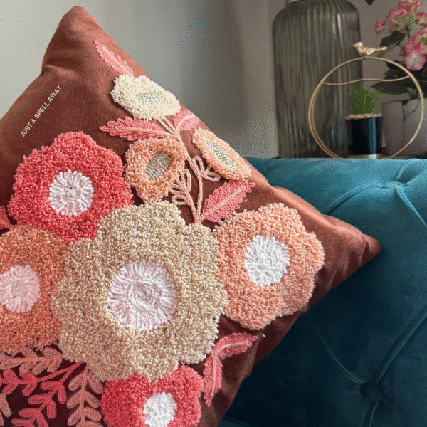 Blush Blossom Brown Cushion Cover