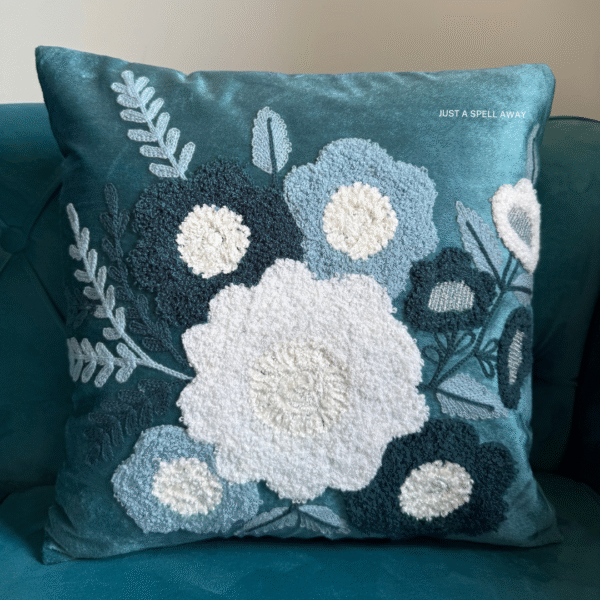 Blush Blossom Icey Blue Cushion Cover