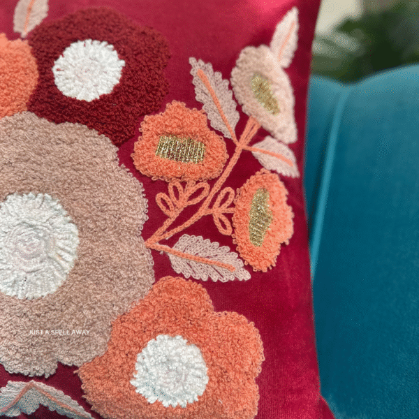 Blush Blossom Maroon Cushion Cover