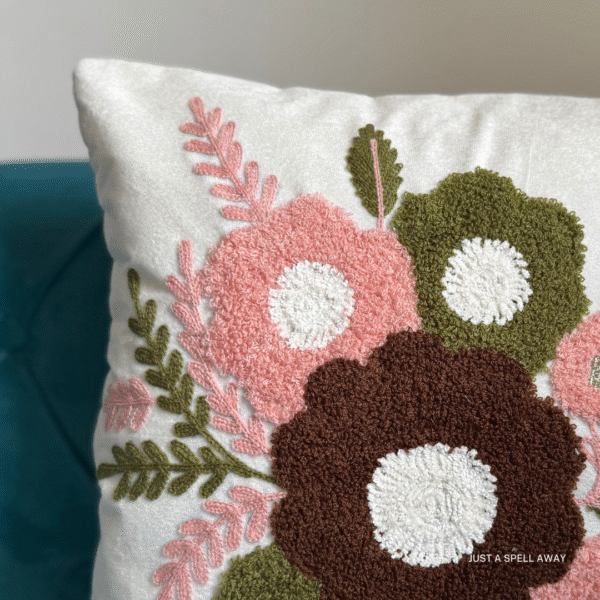 Blush Blossom White & Green Cushion Cover