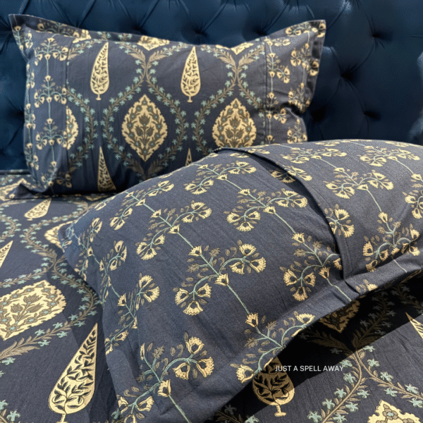 CHANDRIKA BLUE 3 Chandrika King Bedsheet- Dark Blue