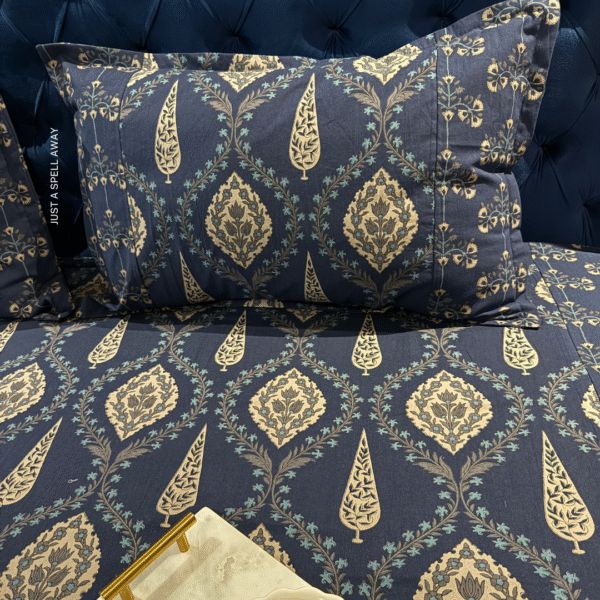 CHANDRIKA BLUE 4 Chandrika King Bedsheet- Dark Blue
