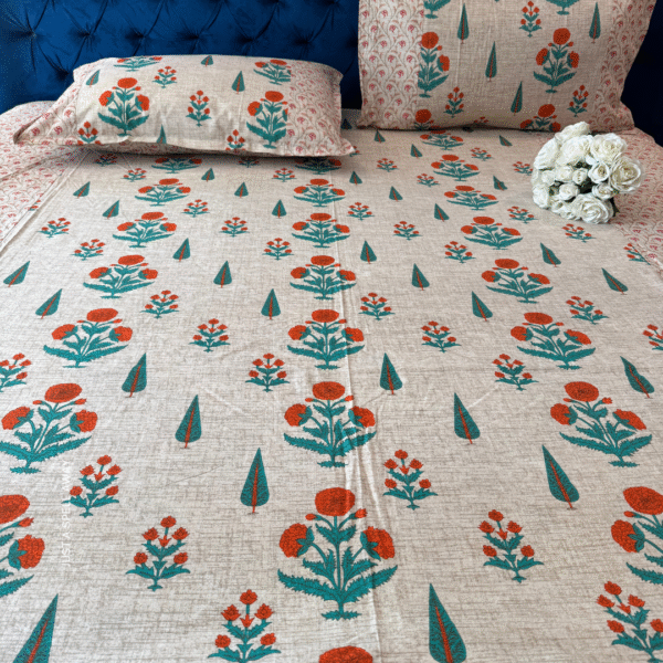 GULMOHAR ORANGE 3 Gulmohar Queen Bedsheet - Orange