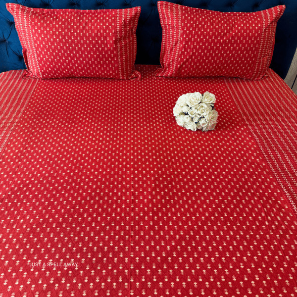 MANJARI RED 1 Manjari King Bedsheet - Red
