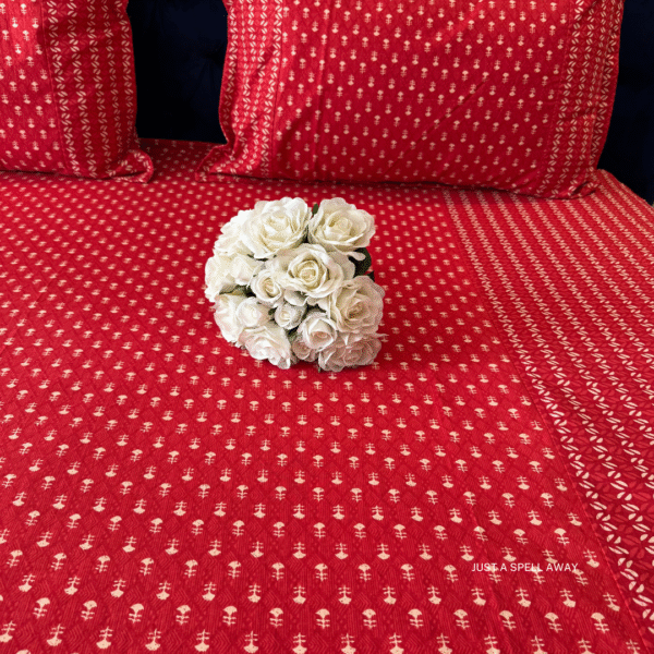 MANJARI RED 4 Manjari King Bedsheet - Red