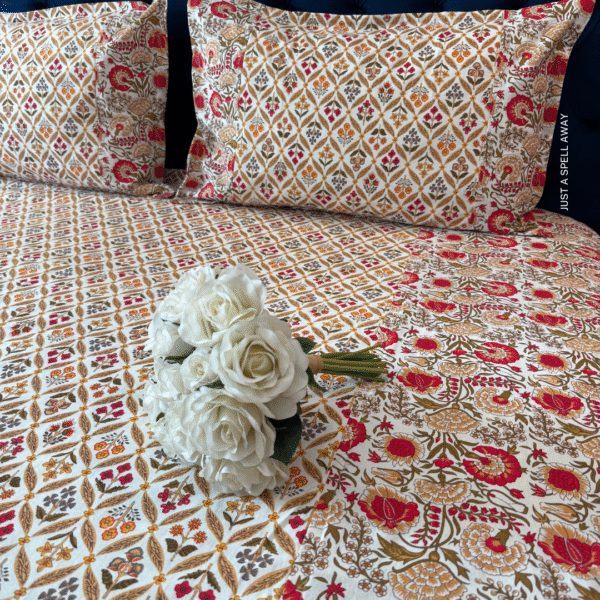 Phoolon Ki Chadar Queen Bedsheet- Yellow Jaal