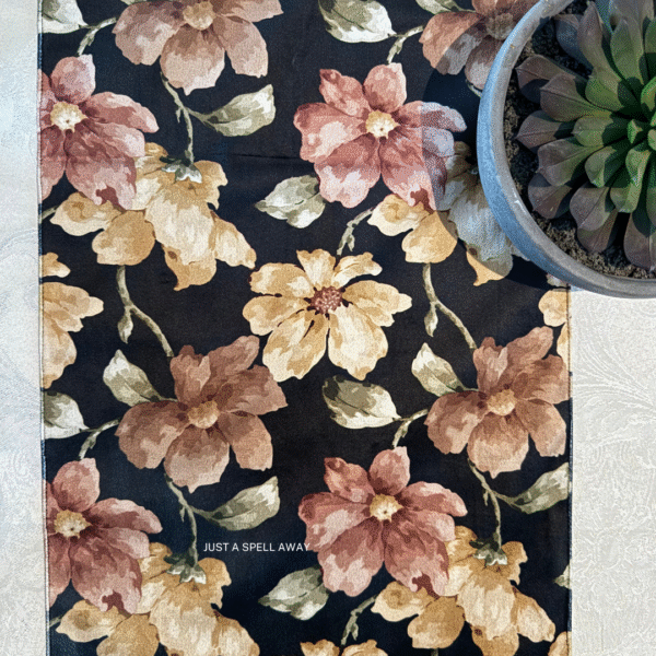 SATIN TABLE RUNNER- BLACK 1 Satin Bloom Black