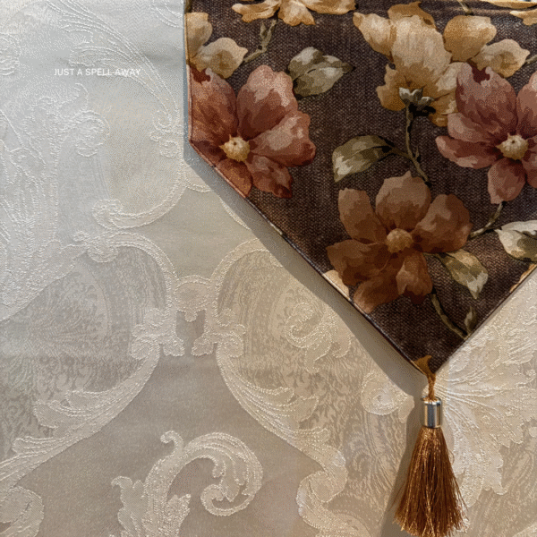SATIN TABLE RUNNER- BROWN 5 Satin Bloom Brown