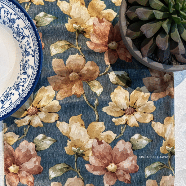 SATIN TABLE RUNNER- DENIM BLUE 1 Satin Bloom Denim Blue