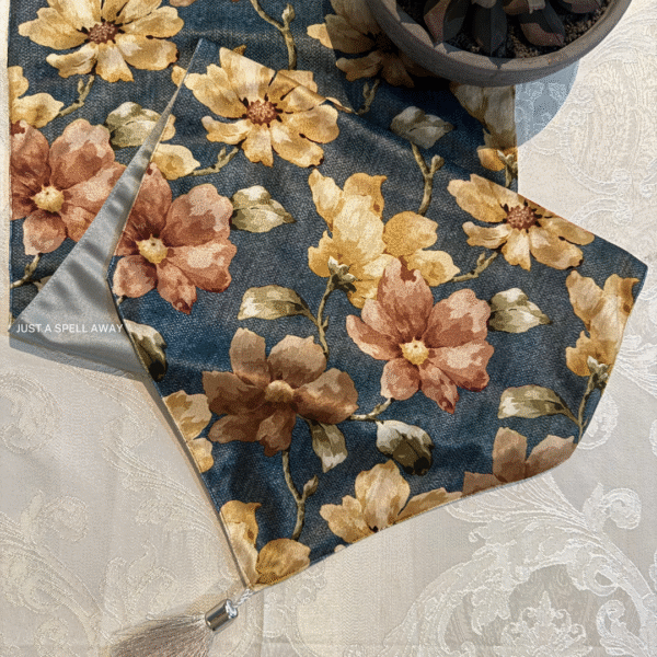 SATIN TABLE RUNNER- DENIM BLUE 2 Satin Bloom Denim Blue
