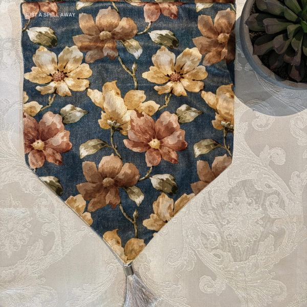 SATIN TABLE RUNNER- DENIM BLUE 3 Satin Bloom Denim Blue