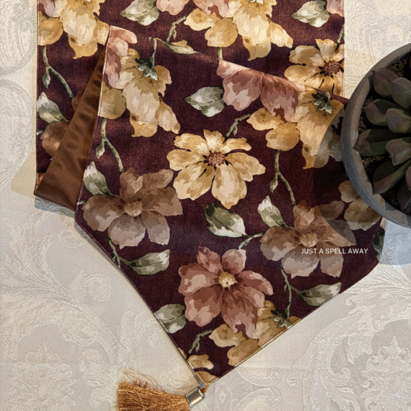 SATIN TABLE RUNNER- MAROON 1 Satin Bloom Maroon