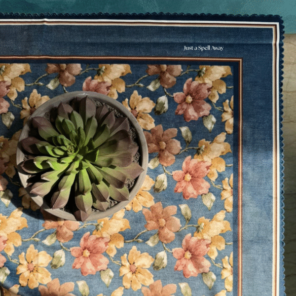 FLORAL MUSE CENTRE TABLE COVER - DENIM BLUE 2 Floral Muse Center Table Cover-Denim Blue