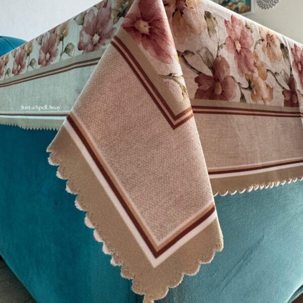 FLORAL MUSE CENTRE TABLE COVER - LIGHT BROWN 2 Floral Muse Center Table Cover- Beige Brown
