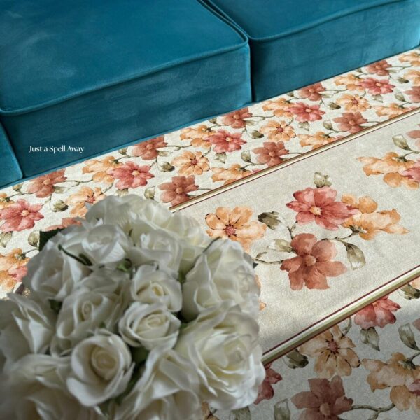 FLORAL MUSE CENTRE TABLE COVER - LIGHT BROWN 3 Floral Muse Center Table Cover- Beige Brown