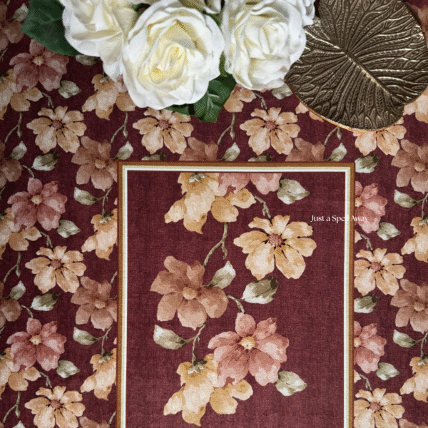 FLORAL MUSE CENTRE TABLE COVER - MAROON Floral Muse Center Table Cover-Maroon