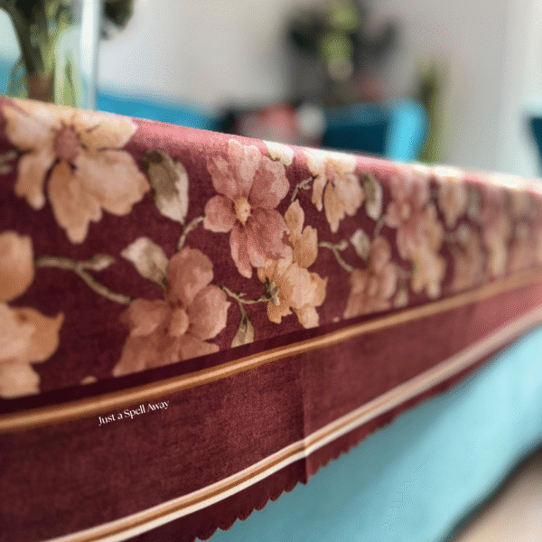 FLORAL MUSE COFFEE TABLE COVER - MAROON 2 Floral Muse Center Table Cover-Maroon