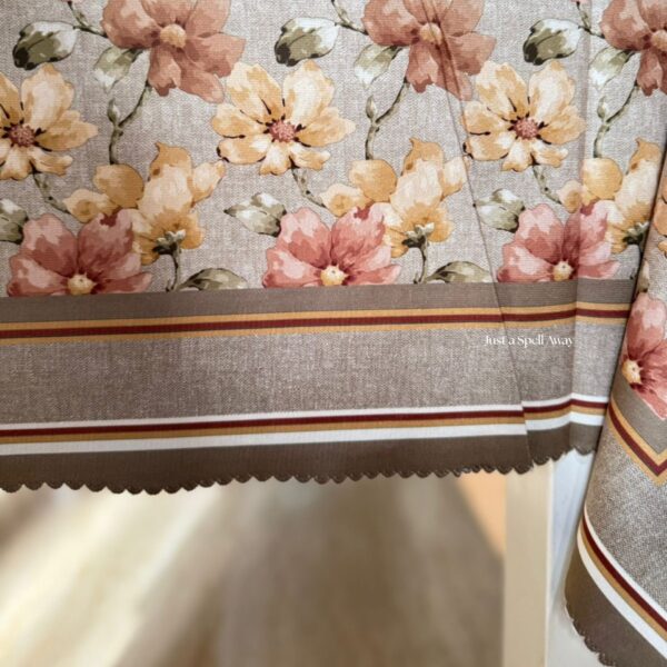 FLORAL MUSE TABLE COVER BEIGE.BROWN Floral Muse Table Cover - Beige Brown