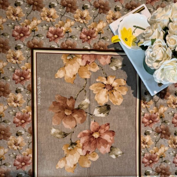 Floral Muse Table Cover BEIGE BROWN 2 Floral Muse Table Cover - Beige Brown