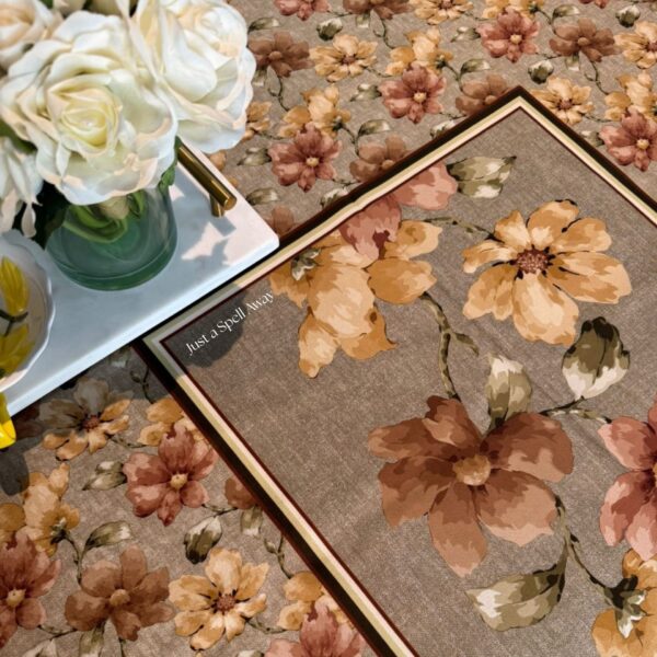 Floral Muse Table Cover BEIGE BROWN 3 Floral Muse Table Cover - Beige Brown