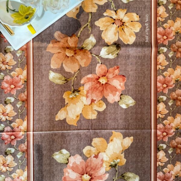 Floral Muse Table Cover BROWN 1 Floral Muse Table Cover - Brown