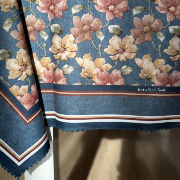 Floral Muse Table Cover DENIM BLUE 4 Floral Muse Table Cover - Denim Blue