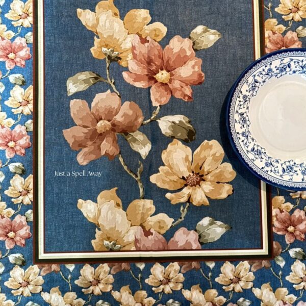Floral Muse Table Cover DENIM BLUE 5 Floral Muse Table Cover - Denim Blue