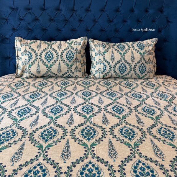 Phulwadi Queen Bedsheet- Blue