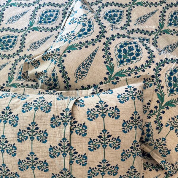 Phulwadi Queen Bedsheet- Blue