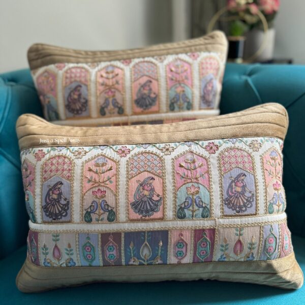 RAJA RANI CUSHION COVER MEHENDI BROWN 2 Raja Rani Cushion Cover - Mehendi Brown