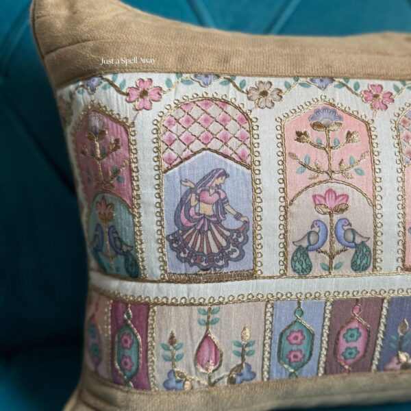 RAJA RANI CUSHION COVER MEHENDI BROWN 3 Raja Rani Cushion Cover - Mehendi Brown