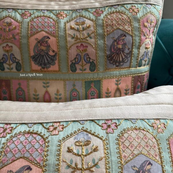 RAJA RANI CUSHION COVER MEHENDI BROWN 4 Raja Rani Cushion Cover - Mehendi Brown