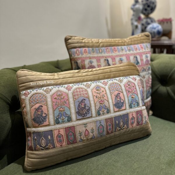 RAJA RANI CUSHION COVER MEHENDI BROWN Raja Rani Cushion Cover - Mehendi Brown