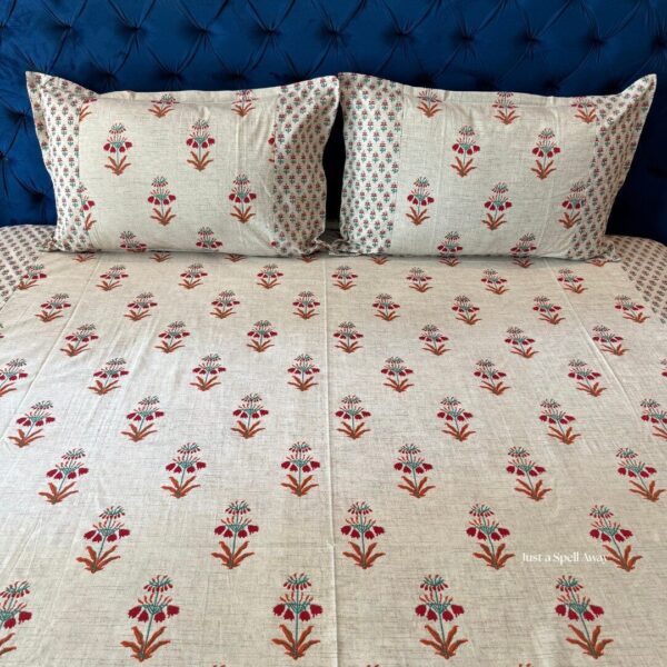 Roohani Queen Bedsheet - Orange
