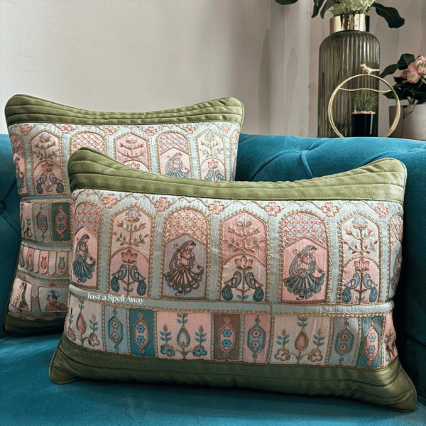 Raja Rani Cushion Cover - Green